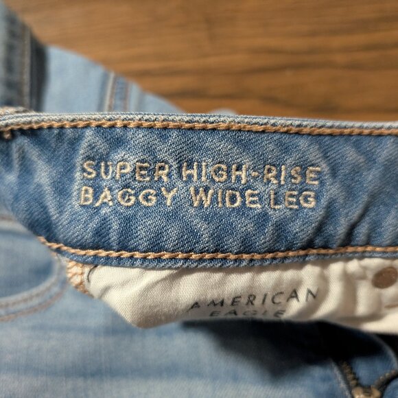 American Eagle baggy wide leg jeans blue size 00 regular - Picture 4 of 16